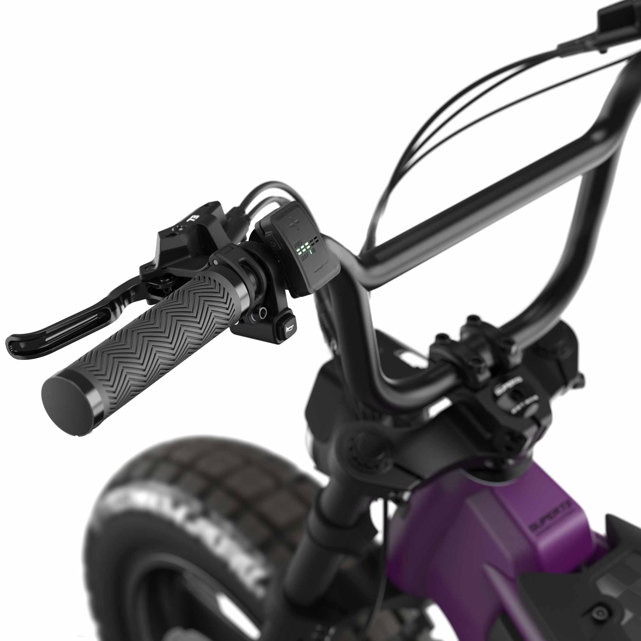 Close up of the display on the SUPER73-MZFT ebike in Cullenberry.