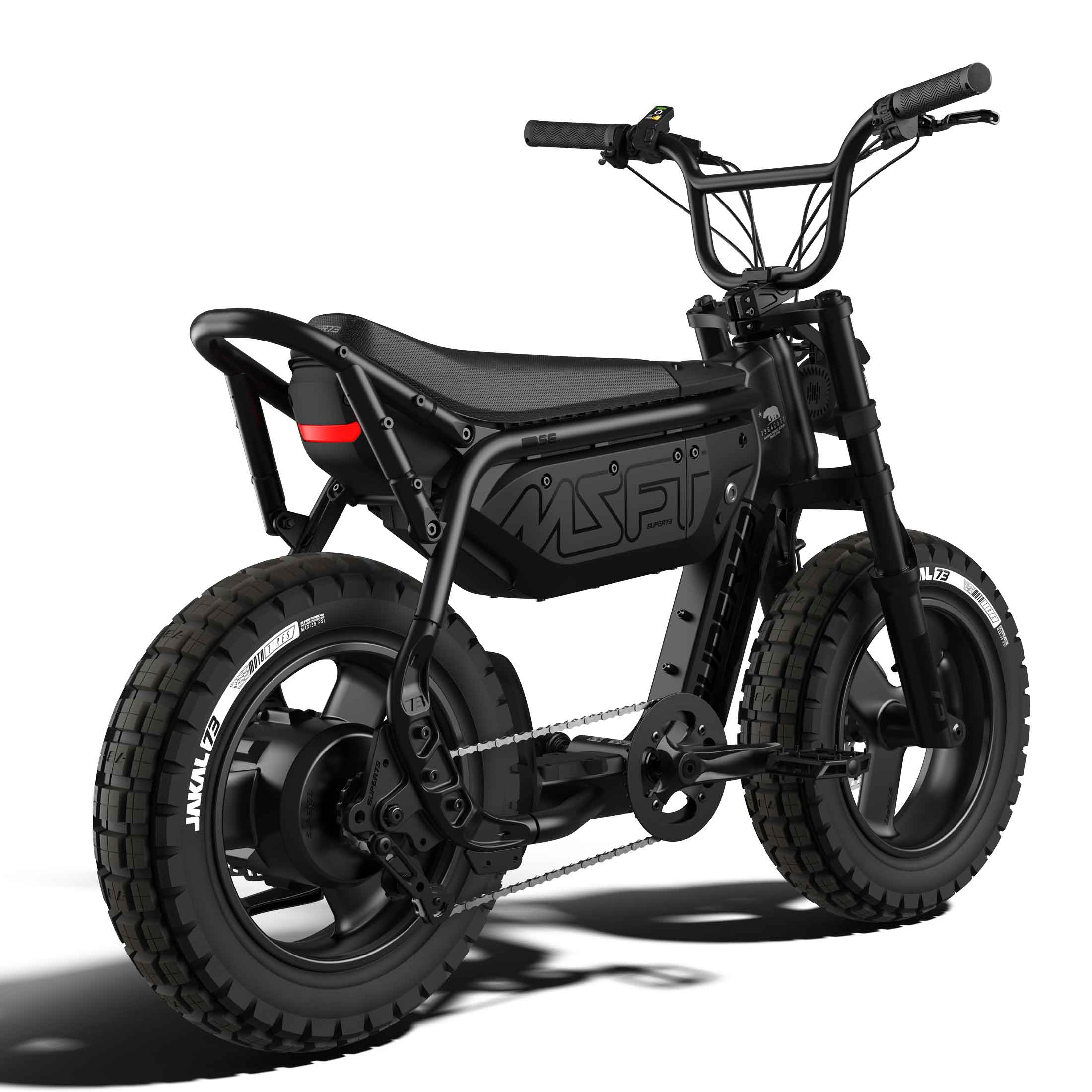 Rear view of the SUPER73-MZFT SE ebike in Blackout.