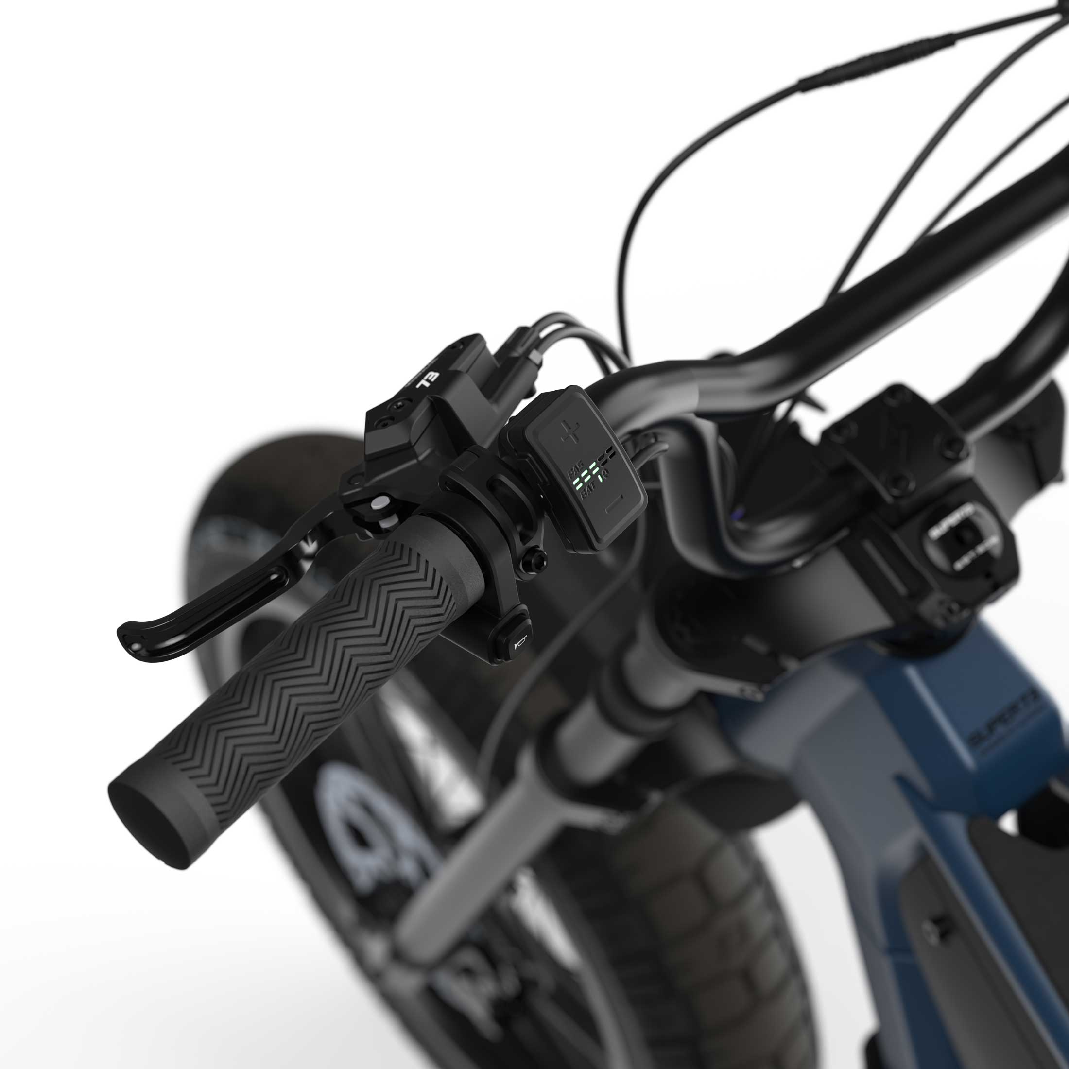 Close up of the display on the SUPER73-B1G ebike in Slate.