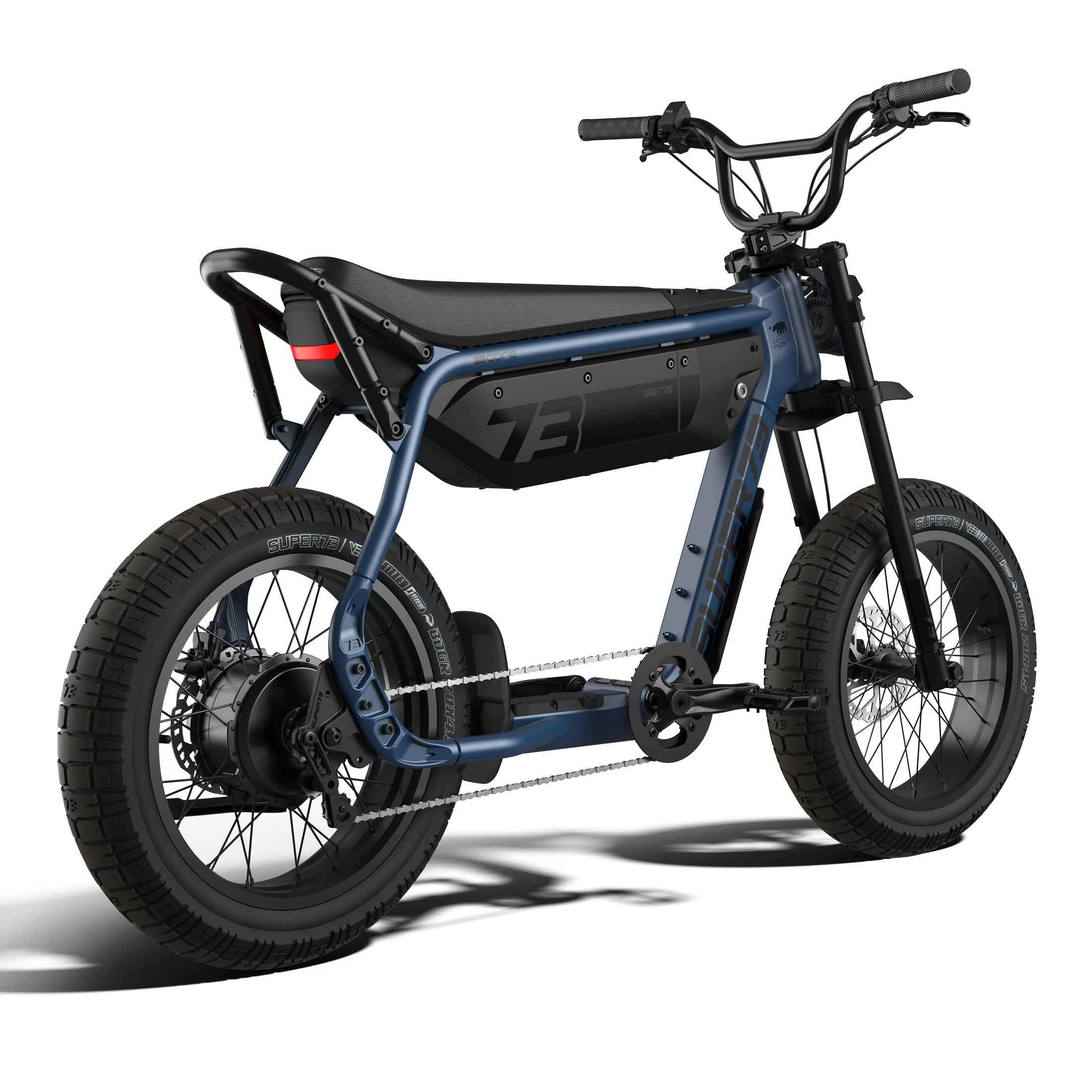 Rear view of the SUPER73-B1G ebike in Slate.