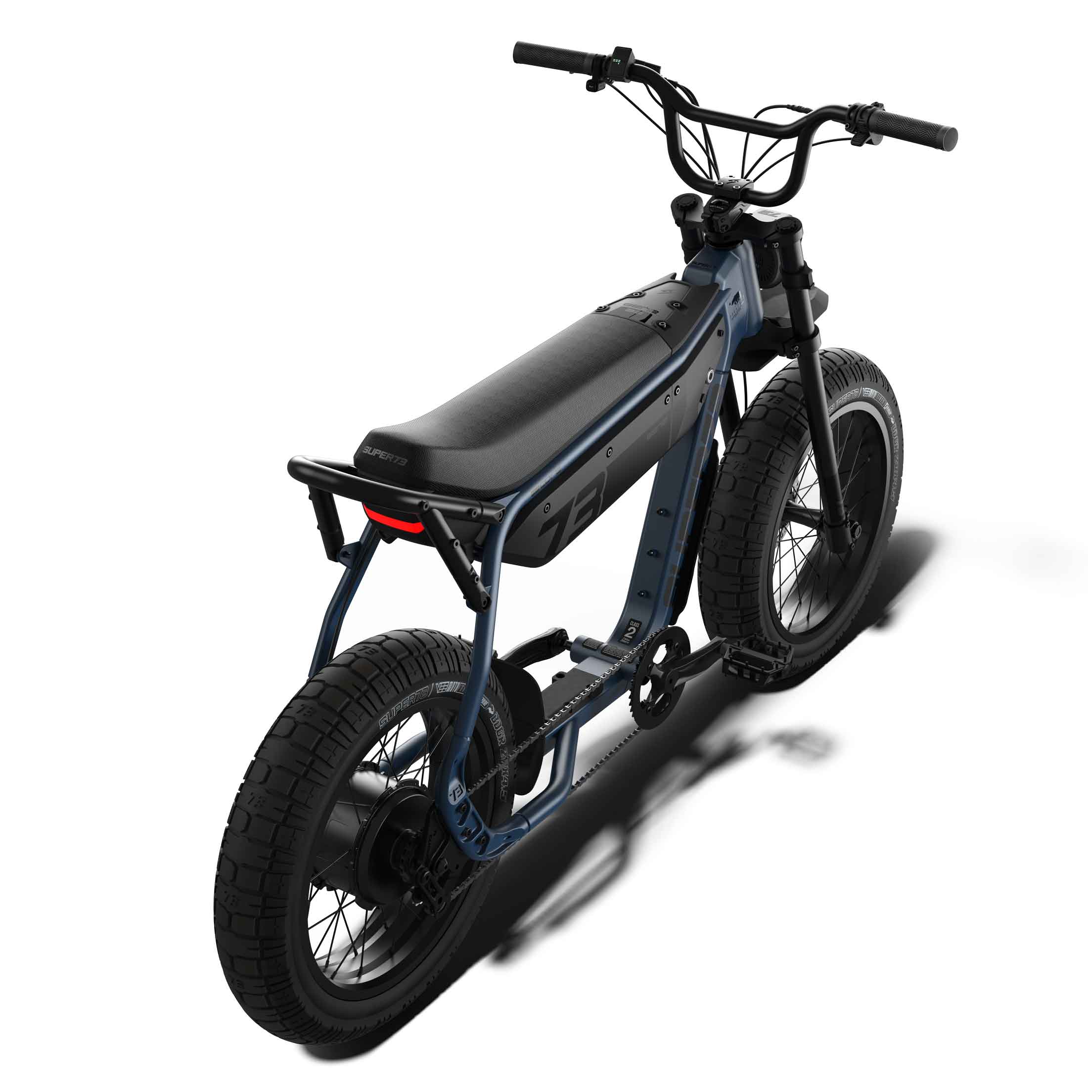 Overhead rear view of the SUPER73-B1G ebike in Slate.