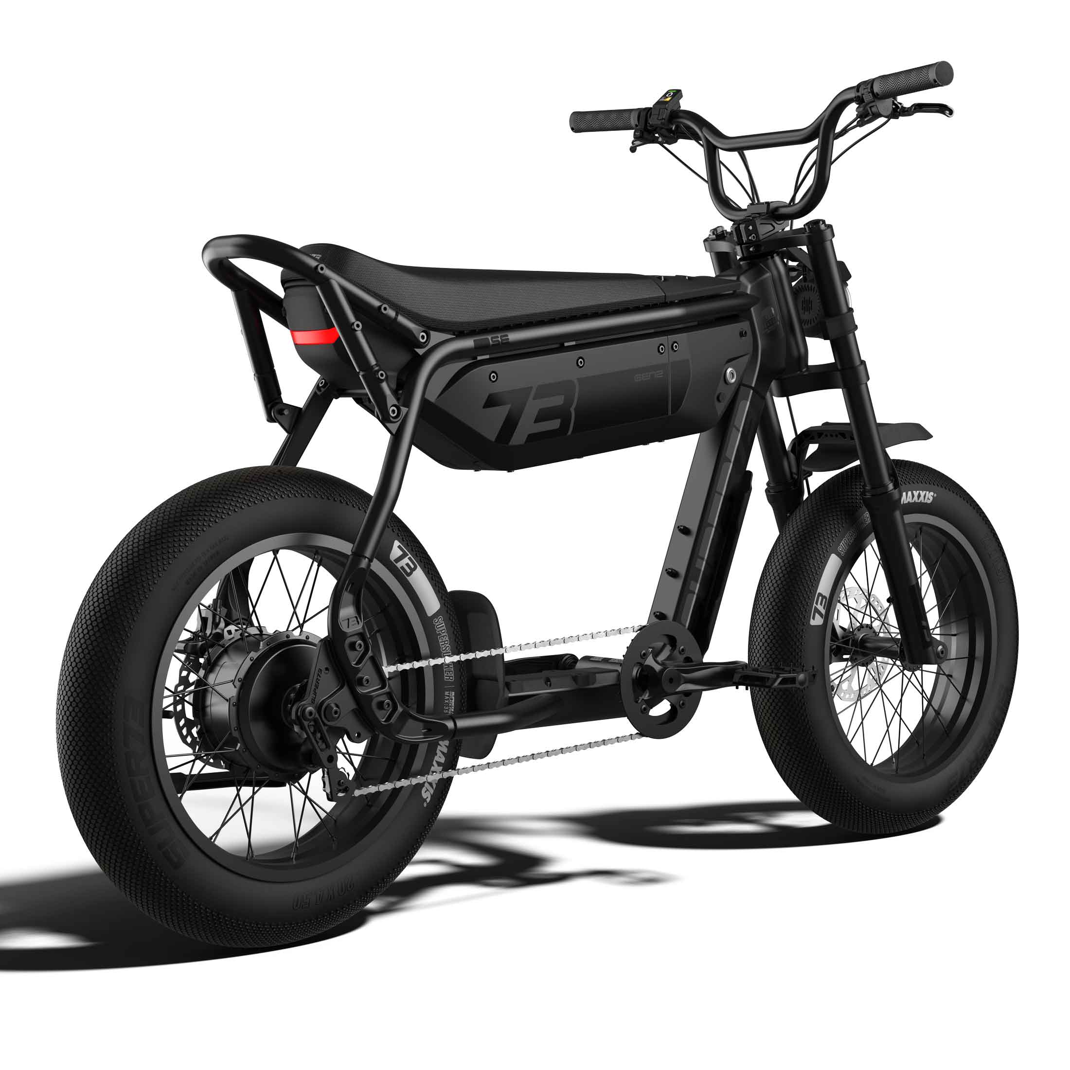 Rear view of the SUPER73-B1G SE ebike in Blackout.