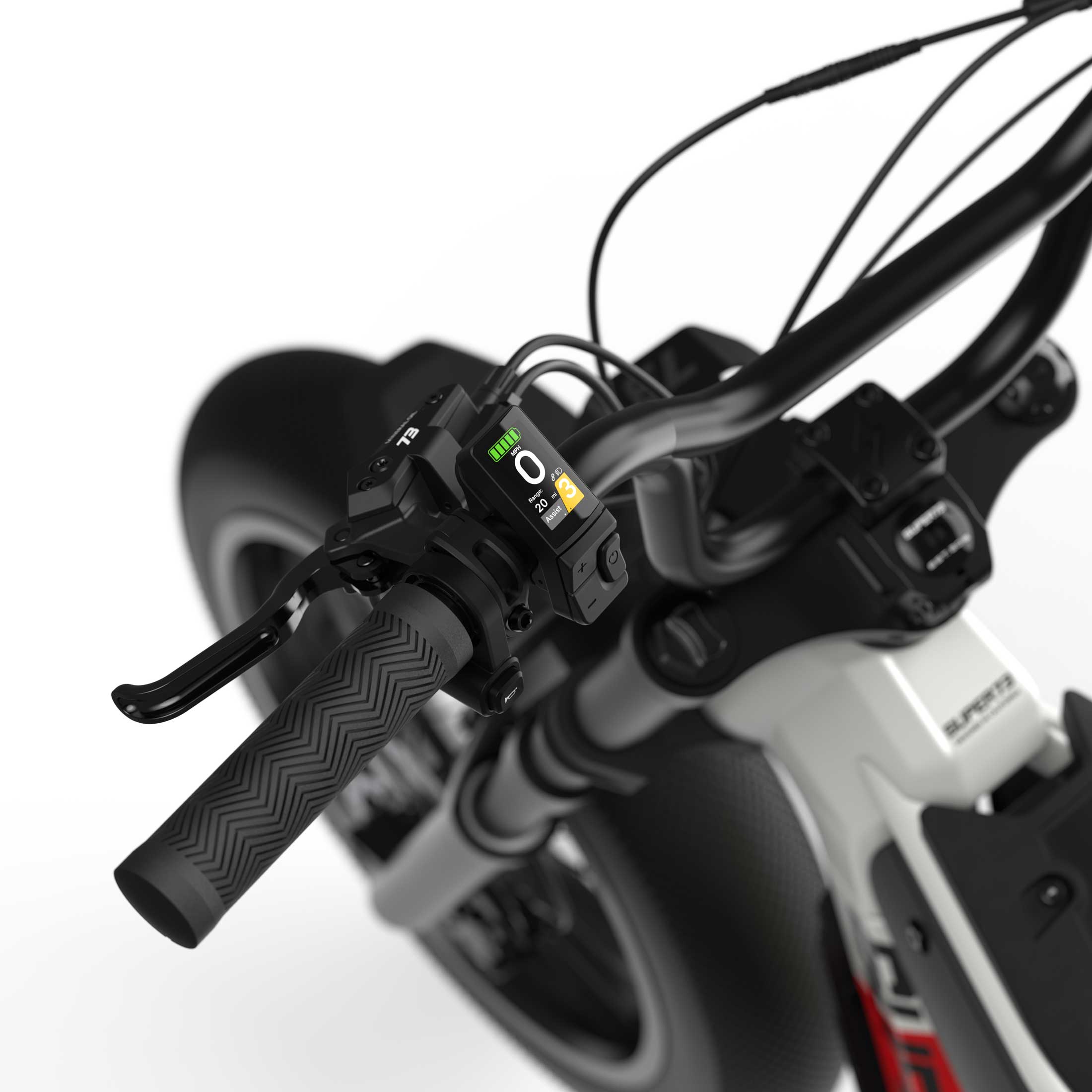 Close up of the display on the SUPER73-M1D SE ebike in Baja.