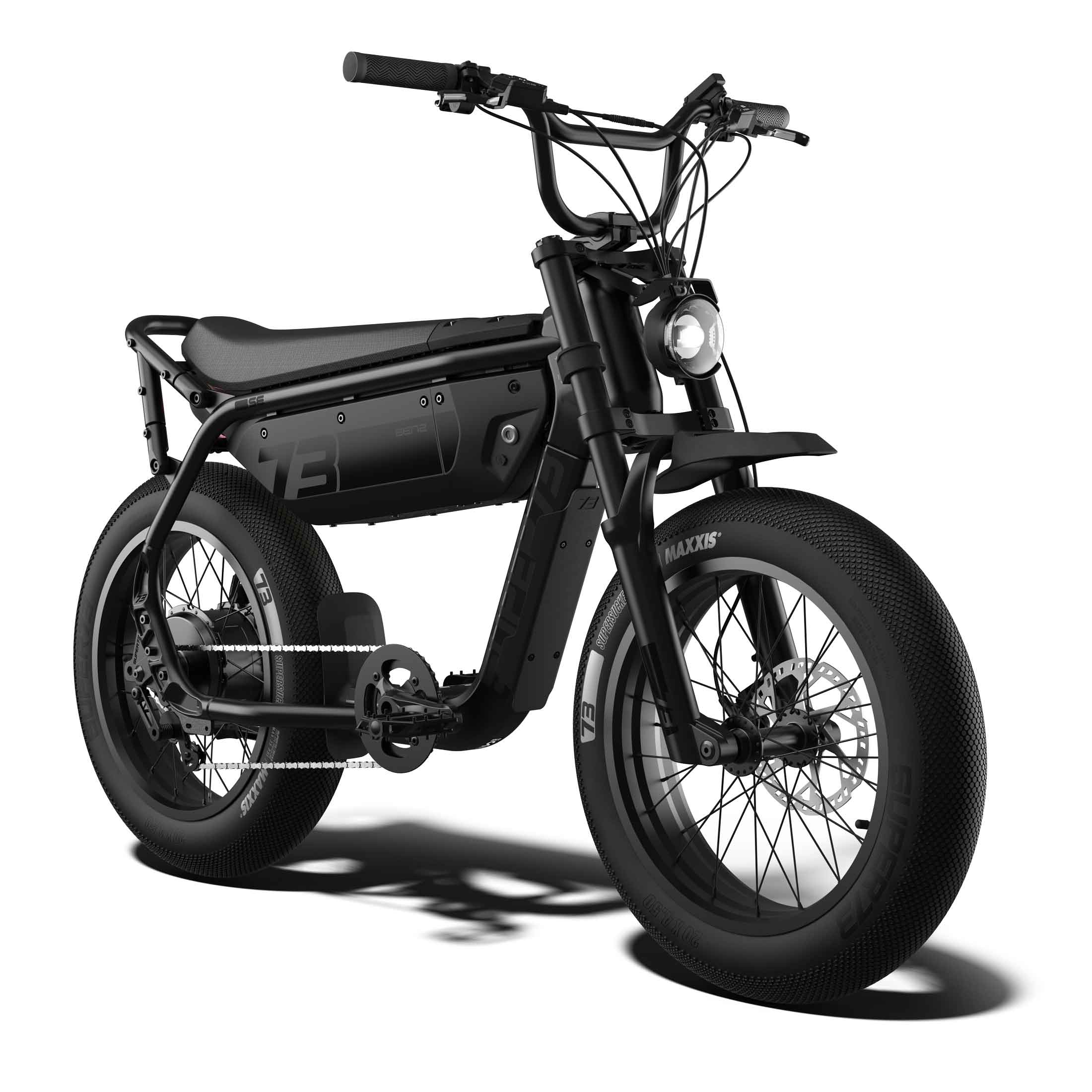 Front view of the SUPER73-M1D SE ebike in Blackout.